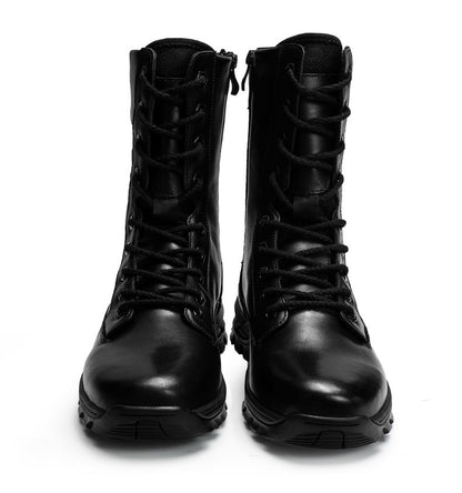 Botas de Couro Genuíno Masculinas de Cano Curto Botas Masculinas de Inverno de Couro com Pelo Quente para Exército Caça Sapatos Masculinos Botas Casuais Pretas