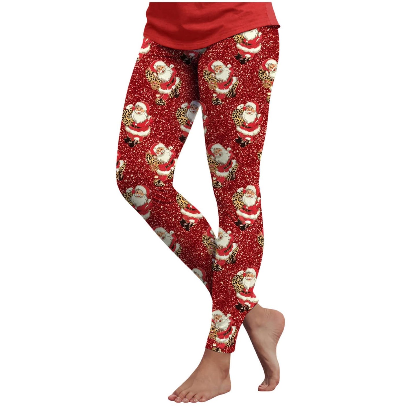 3d Cartoon Pattern Christmas Women's Leggings High Waist Slim Stretch High Waist Tights New Year Home Party Pant Bottom Legging