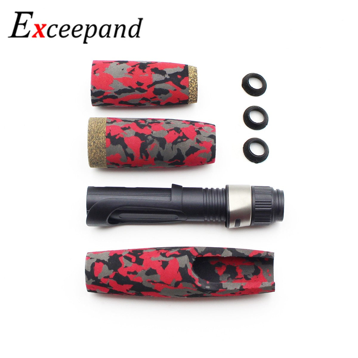 Exceepand Cabo Dividido de Haste de Pesca Giratória EVA CAMO Vermelho e Verde Componentes de Haste de Reparo DIY para Bass Pike Upgrade
