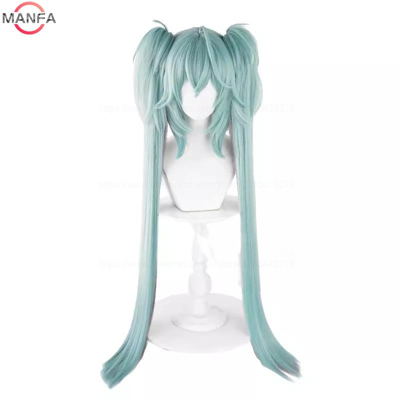 Miku Rascal Cosplay Wig 96cm Long Ponytails Wigs Heat Resistant Synthetic Hair Halloween Party Role Play Wigs+Wig Cap
