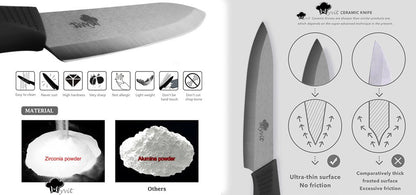 Conjunto de Facas de Cerâmica para Cozinha, 3 4 5 6 polegadas, Faca do Chef, Utilitária, para Fatiar, Cortar Frutas, Legumes, Comida de Bebê, para Descascar, Cabo Antiderrapante