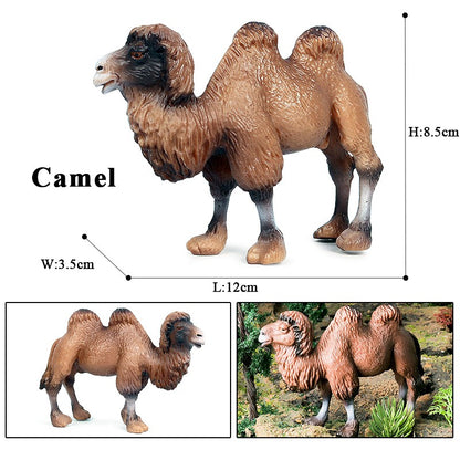 Oenux Simulação Animais Selvagens Brinquedo Camelo do Deserto Burro Alpaca Antílope Cervo Veado Modelo Bonecos de Ação PVC Decoração Presente Infantil