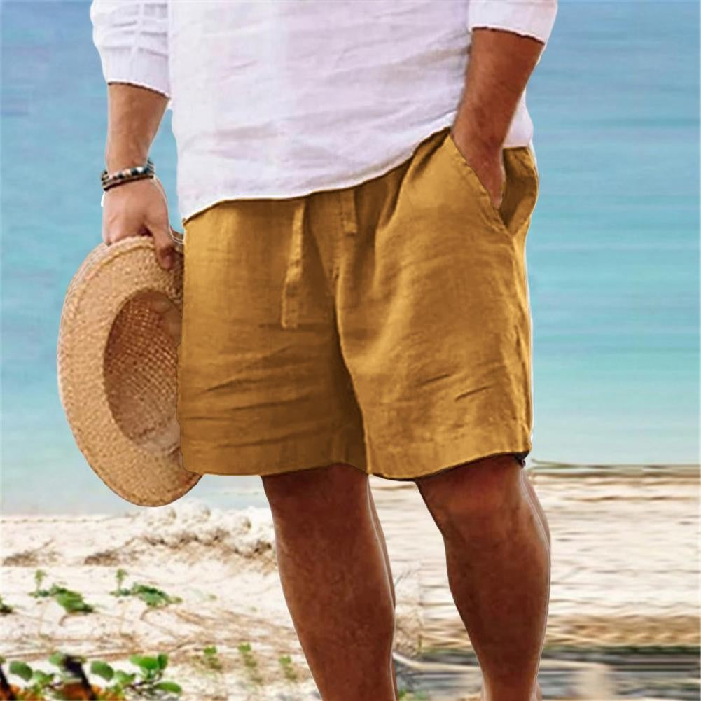 2024 New Men'S Cotton Linen Shorts Pants Male Summer Breathable Solid Color Linen Short Trousers Fitness Streetwear M-4xl