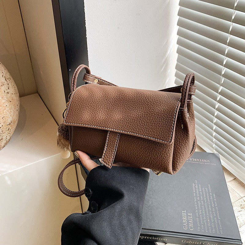 New Retro Pillow Bag Simple Solid Color Versatile Personality Single Shoulder Crossbody Bag Fashionable Niche Women's Bag