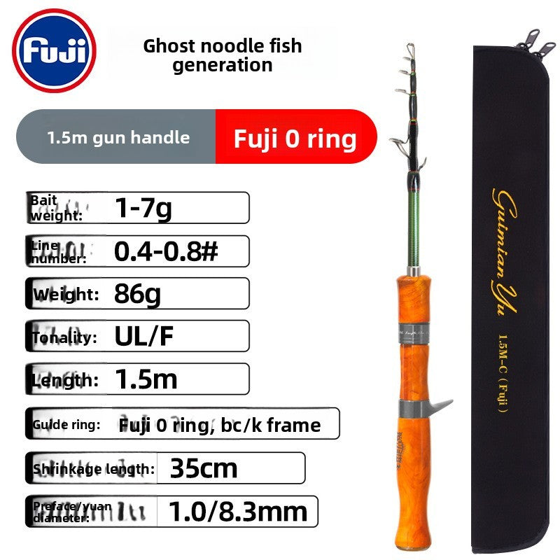 Vara Fuji Fuji tipo Ghost Face para pesca de micro-objetos, vibração, boca de cavalo, UL, ajuste rápido, vara retrátil para riacho