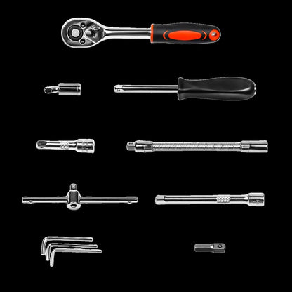 46pcs/set Drive Socket Set Ratchet Wrench Set Car Tool Kit, Bit Socket Wrench Set Metric Mechanic Tool Set Car accessories