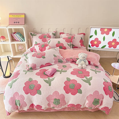 Capa de Edredom de Veludo Leite com Estampa de Panda Fofo para Decoração de Quarto de Meninos e Meninas, Roupa de Cama de Desenho Animado de Animais, Capa de Edredom Macia e Quente para Outono e Inverno