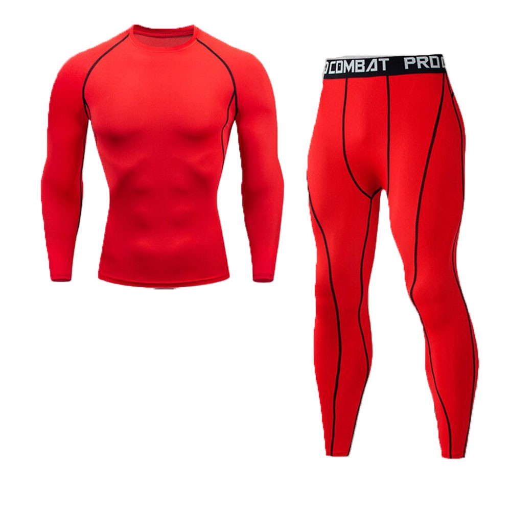 Thermal Man Underwear Set Soild Color Compression T Shirt Leggings Yoga Sets Fitness Sports Suits Men Clothing Gym Running Kit