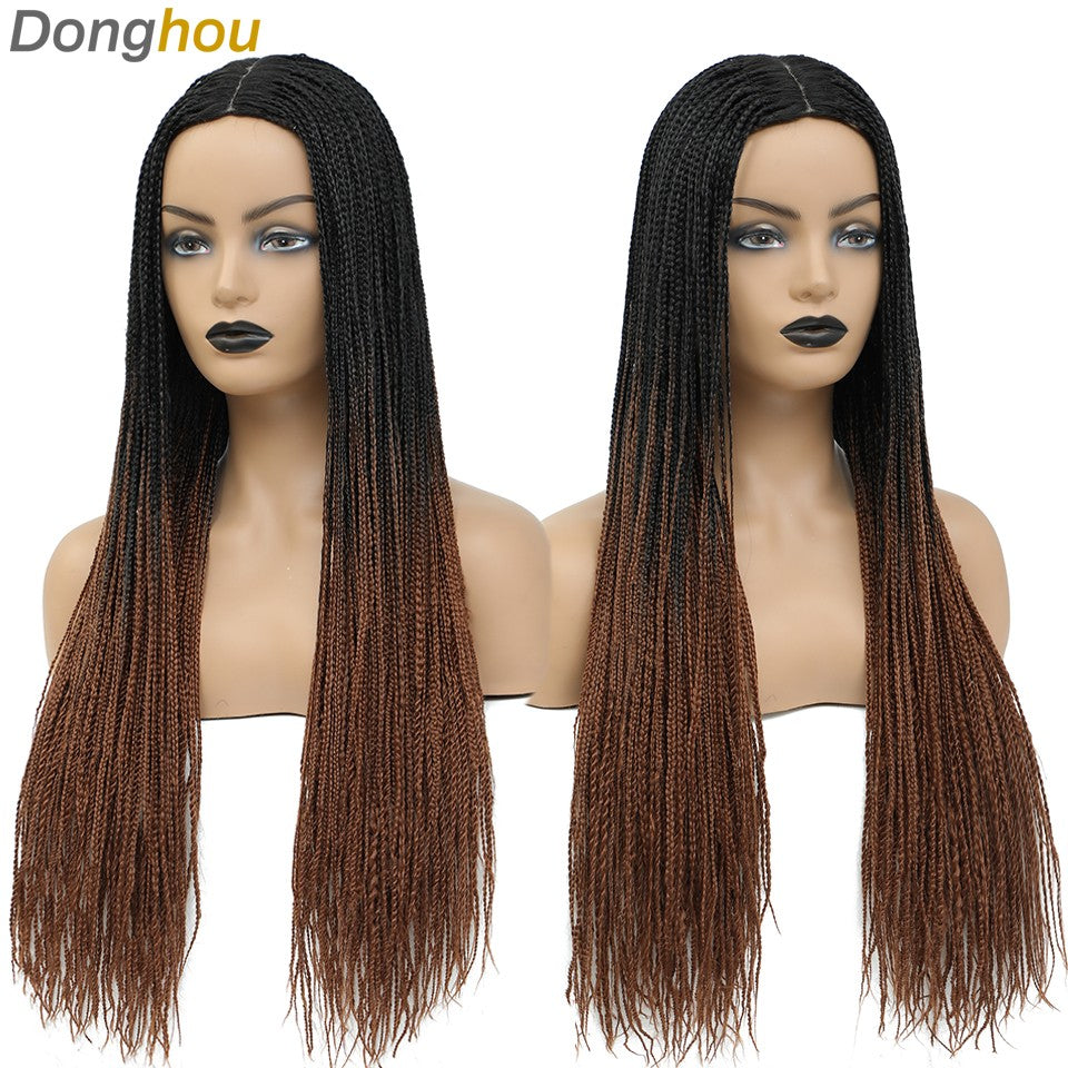Novo estilo Ombre Box Braided Wigs para mulheres, peruca trançada, peruca com couro cabeludo falso, atacado de perucas Perruque Longue Synthétique Braiding Hair Wig