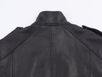 2025 WOMAN Fashion European and American Style Autumn Imitation Leather Jacket Long Sleeve Jacket Outerwear Mujer