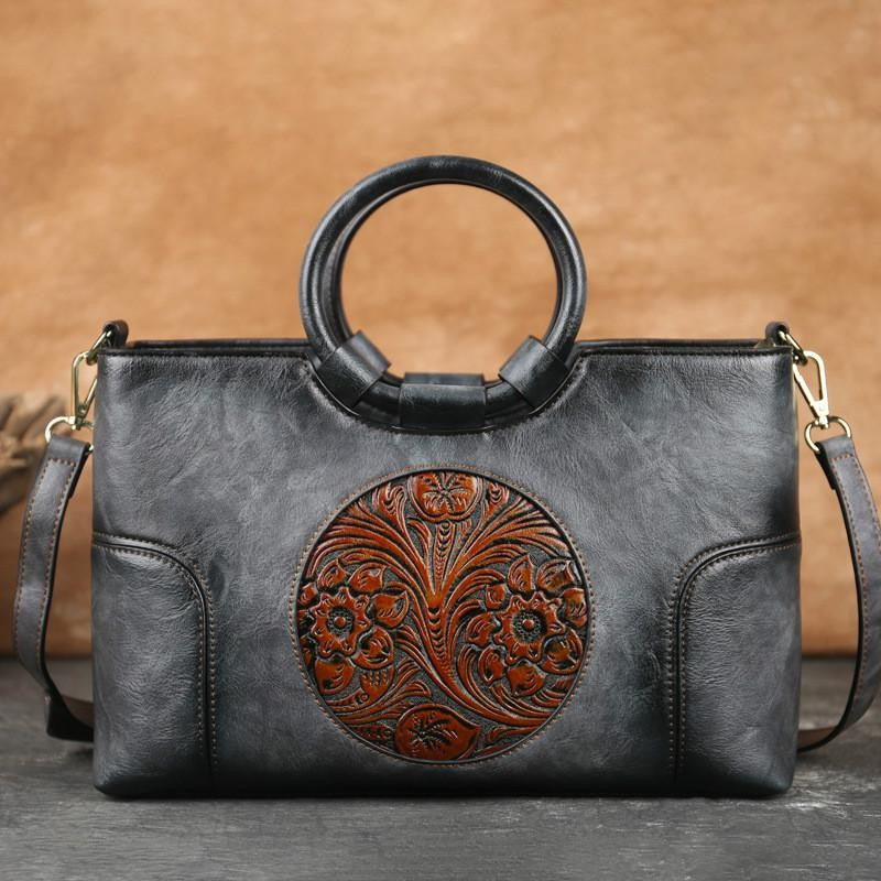2025 New High Quality Leather Women Handbag Retro Handmade Embossed Shoulder Bag For Women Large Capacity Female Messenger Bags