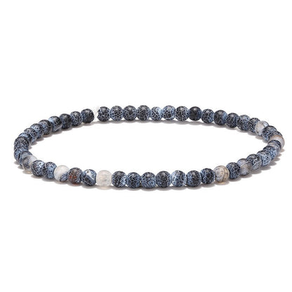 Pulseira Tibetana de Buda com Corrente de Corda Azul, Pedra Natural Envelhecida, Contas, Para Homens, 3 Peças/Conjunto, Banhada a Prata, Ajustável, Joia de Presente