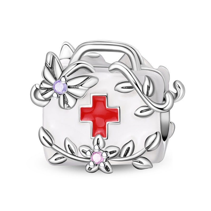 Heart & Organ Charm 925 Sterling Silver Red Rose Skull Dangle Pendant Dark Aesthetic Fit Bangle Bracelet Necklace DIY Jewelry