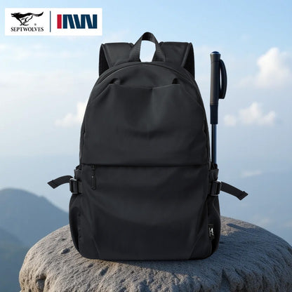 Mochila Casual Escolar Impermeável Preta Septwolves Mochila para Notebook de 16 Polegadas Mochila Feminina Masculina Mochila de Grande Capacidade