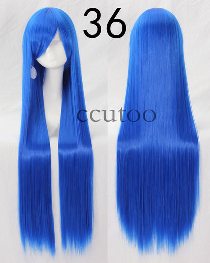 ccutoo 100cm Peruca de Cosplay Reta Sintética de Cabelo Longo de Alta Temperatura 82 Cores Disponíveis