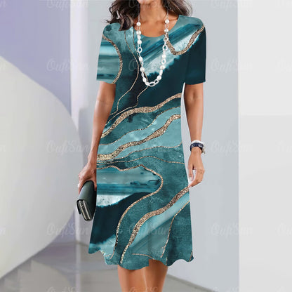 2024 New Women's Dresses Graphic Print Elegant & Beautiful Midi Dresses Plus Siz