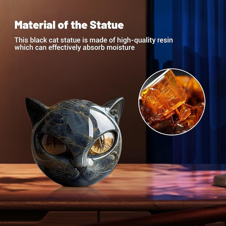 Exquisite Purple-Black Cat Stone Resin Sculpture A Meticulously Crafted,durable Decor Piece,perfect for Home or Office Display