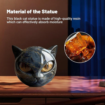 Exquisite Purple-Black Cat Stone Resin Sculpture A Meticulously Crafted,durable Decor Piece,perfect for Home or Office Display