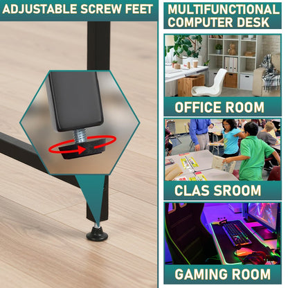 Escrivaninha de Computador de 39 Polegadas Versátil para Home Office, Estudo e Jogos, Design Moderno Minimalista com Estrutura de Metal Resistente, Fácil de Montar