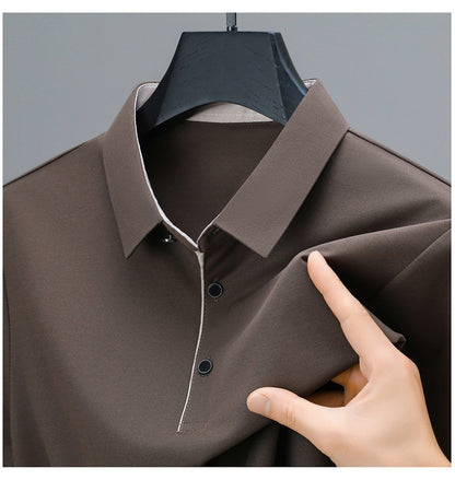 BROWON New Collection 2025 Golf Shirts Mens Short Sleeve Solid Color Turn Down Collar Business Plain Shirt for Man