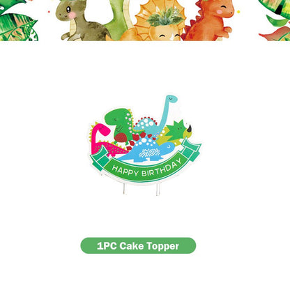 Happy Dinosaur Birthday Decoration Party Supplies Set Cup Plate Dinosaur Balloons Stickers Banner Gift Bags for Kids Boy Favors