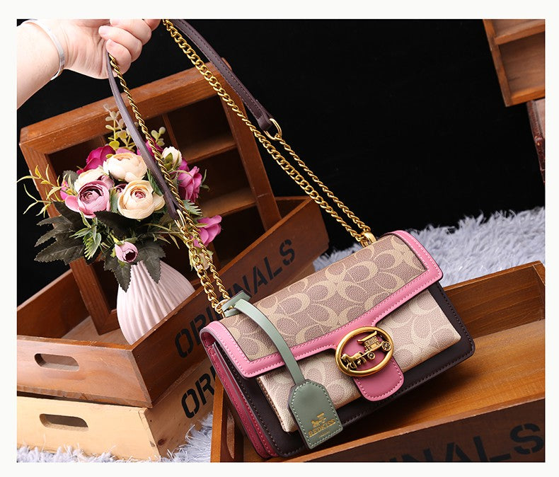 Light luxury women's bag 2025 new high-end color contrast single shoulder underarm bag designer fashionable crossbody small squa