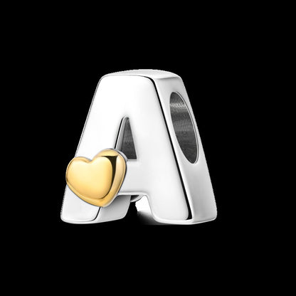 Fit Original Bangle Bracelet DIY A-Z Alphabet Charms Bead 925 Sterling Silver CZ Zircon LOVE Letter Dangle Pendant Jewelry Gift