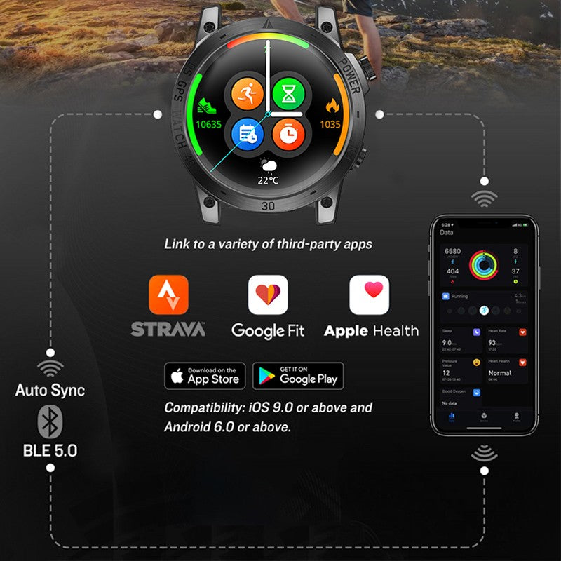 NORTH EDGE 2025 New GPS Watches Men Sport Smart Watch HD AMOLED Display 50M ATM Altimeter Barometer Compass Smartwatch for Men