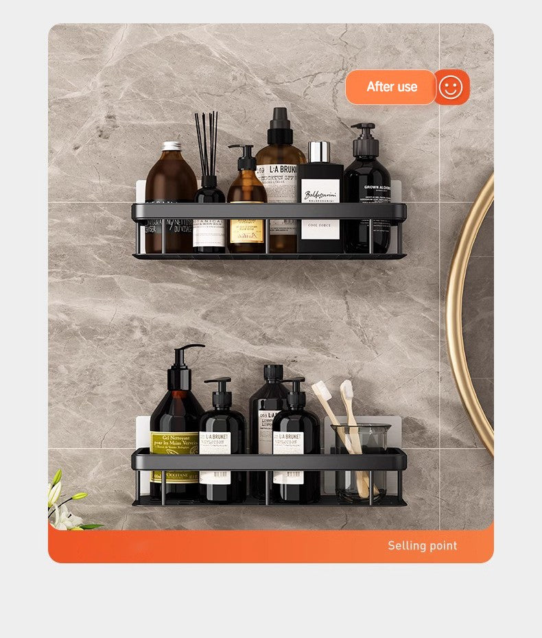 Prateleira de Armazenamento para Banheiro Aço Inoxidável Antiferrugem Prateleira de Chuveiro com Ventosa Utensílios Domésticos de Armazenamento