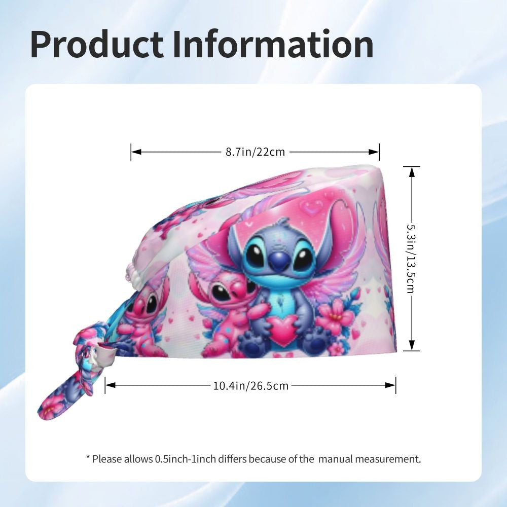 Custom Retro Cartoon Cleaning Working Cap Comfortable  Stitch Ohana Scrub Cap Surgicals Hat Nurse Scrubs Hat For Dentist