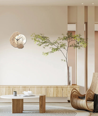 Modern Simple Silent Wall Clock, Moon Design - Quartz Movement, Wooden Material, for Bedroom, Living Room or Office Decoration