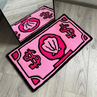 Coin-Print Plush Rug - Super Absorbent Bath Mat & Non-Slip Bedside Carpet for Decor