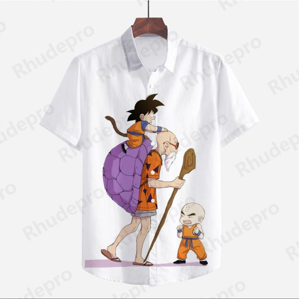 Men's Clothes Seaside Trip Dragon Ball Z Shirt Cool Beach Style Anime High Quality Streetwear Summer Goku Fashion 2024 Y2k