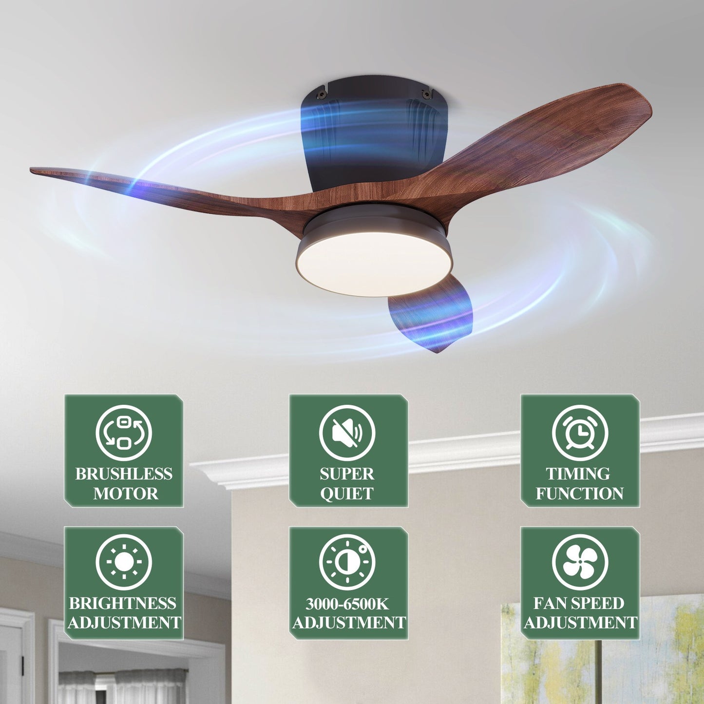 Minimalist Home Fan Light Nordic Led Living Room Restaurant Silent All-in-one Ceiling Fan Ceiling Lamps for Living Room Bedroom