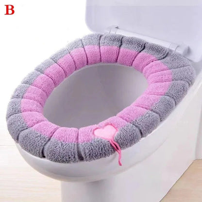 Assento Sanitário de Inverno Universal Portátil Macio Lavável Espessado de Pelúcia Capa de Assento Tapete Almofada de Vaso Sanitário para Banheiro com Acessórios