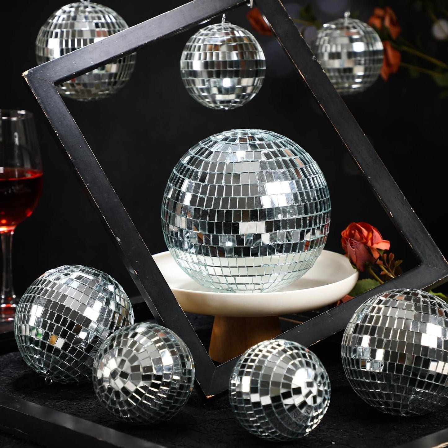 3-15cm Silver Ball Christmas Decoration Hanging Christmas Tree Pendant Ornament Party for Home Decor Xmas New Year Accessories