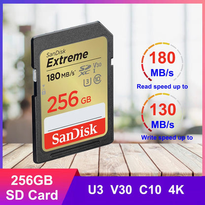 Cartão SD SanDisk 32 GB SDHC 64 GB 128 GB 256 GB Cartão SDXC Cartões de memória C10 Velocidade de leitura de até 200 MB/s U3 V30 Cartões Flash 4K UHD para Câmera