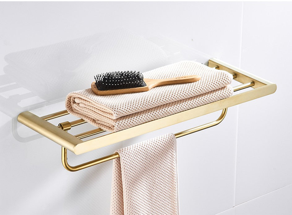 VGX Gold Bathroom Towel Holder Stainless Steel Towel Rack Folding Movable Bath Towel Bar Bathroom Hardware Accessories Grey