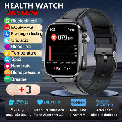 2025Novo Micro Exame Físico Smartwatch Para Homens Ácido Úrico Gordura Corporal Relógios de Saúde de Cinco Órgãos Chamada Bluetooth SmartBracelet