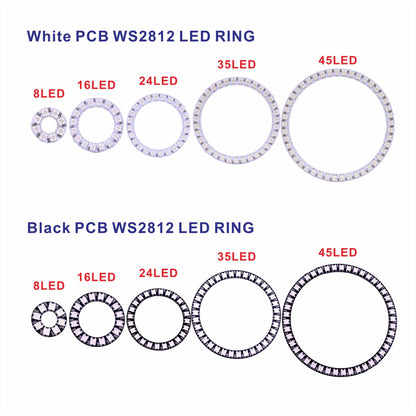 DC5V WS2812B Pixel Ring LED Panel Light Individual 8/16/24/35/45/128 LED Addressable WS2812 IC 5050 RGB LED Ring Module