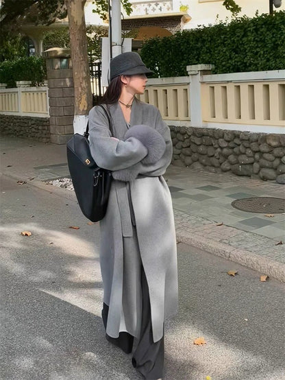 Korean Style Temperament Fur Collar Fashion Women's Coat Medium To Long Simple Casual Woolen Coat Slimming Versatile Woolen Coat