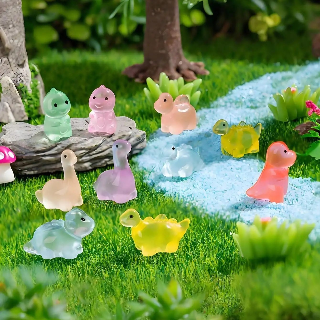 Glow In The Dark Dinosaur Toys 10/20PCS Luminous Mini Figurines For Christmas Fairy Garden Cute Decor