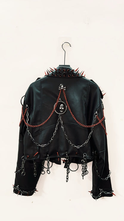 vintage Leather jacket Gothic Leather jacket Punk Leather jacketoversizeLeather jacket Rivet Leather jacket skull Leather jacket