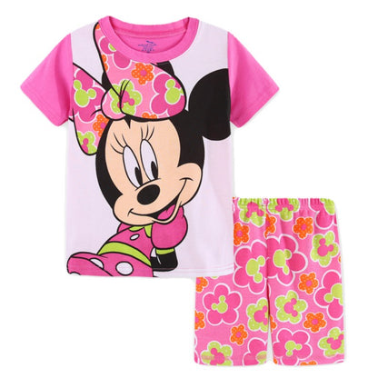 Summer Kids Pyjamas Children Sleepwear Baby Set Elsa Girls Minnie Short sleeved Pijamas Cotton Nightwear Clothes Pajamas Sets