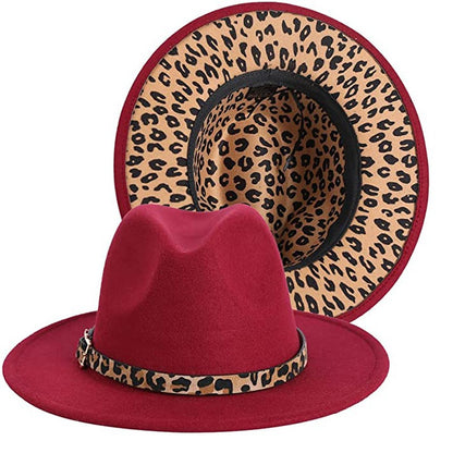 Two Tone Fedoras Jazz Hats Cowboy Hats for Women and Men Leopard Bottom Wool Felt Party Church Dresses Hat Wholesale ?????