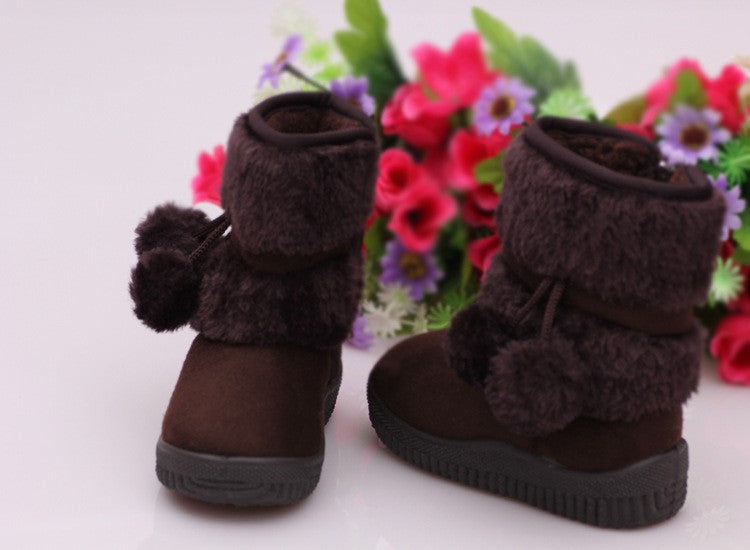 New Girls Snow Boots Winter Comfortable Thick Warm Kids Boots Lobbing Ball Thick Children Autumn Cute Boys Boots Princess Shoes