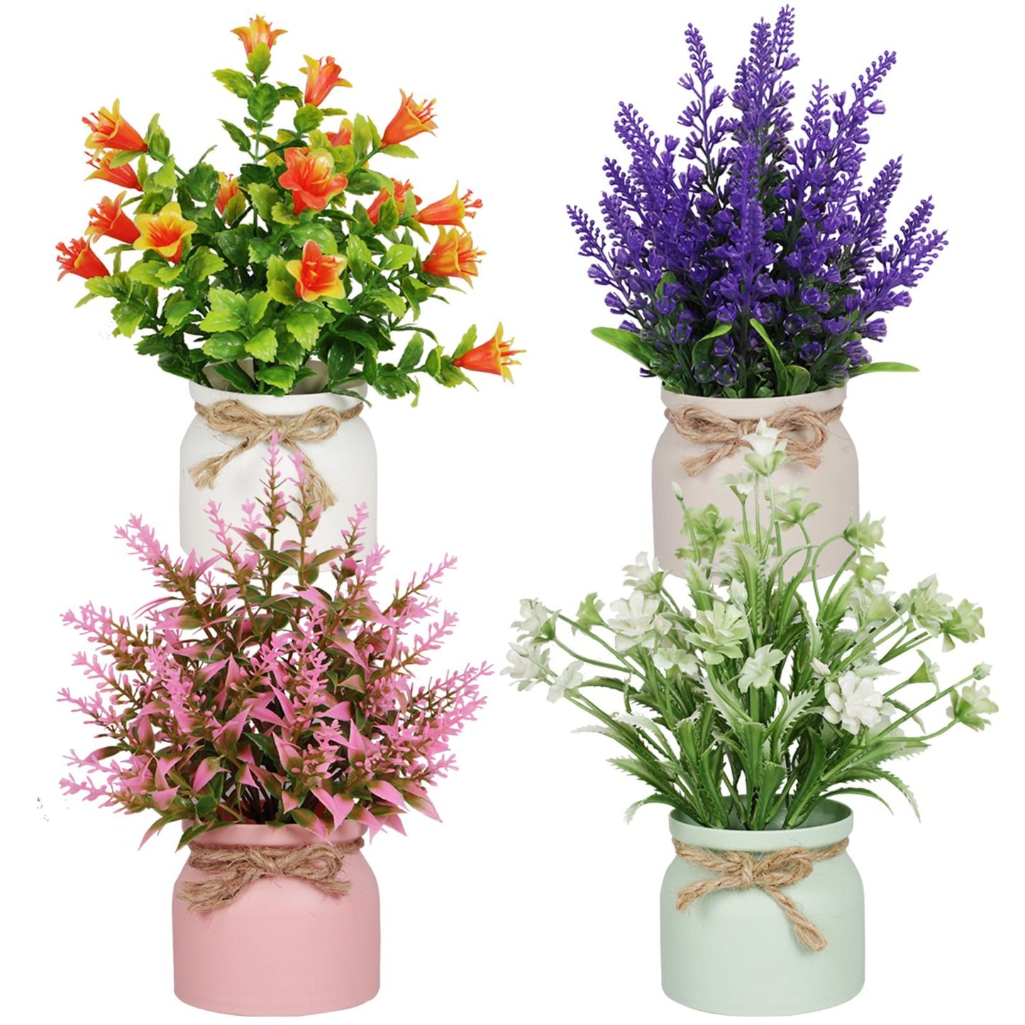 Artificial Pot Flowers Small Fake Plants with Pot Mini Potted Plants for Home Room Office Party TableTop  Decoration Fake Potted