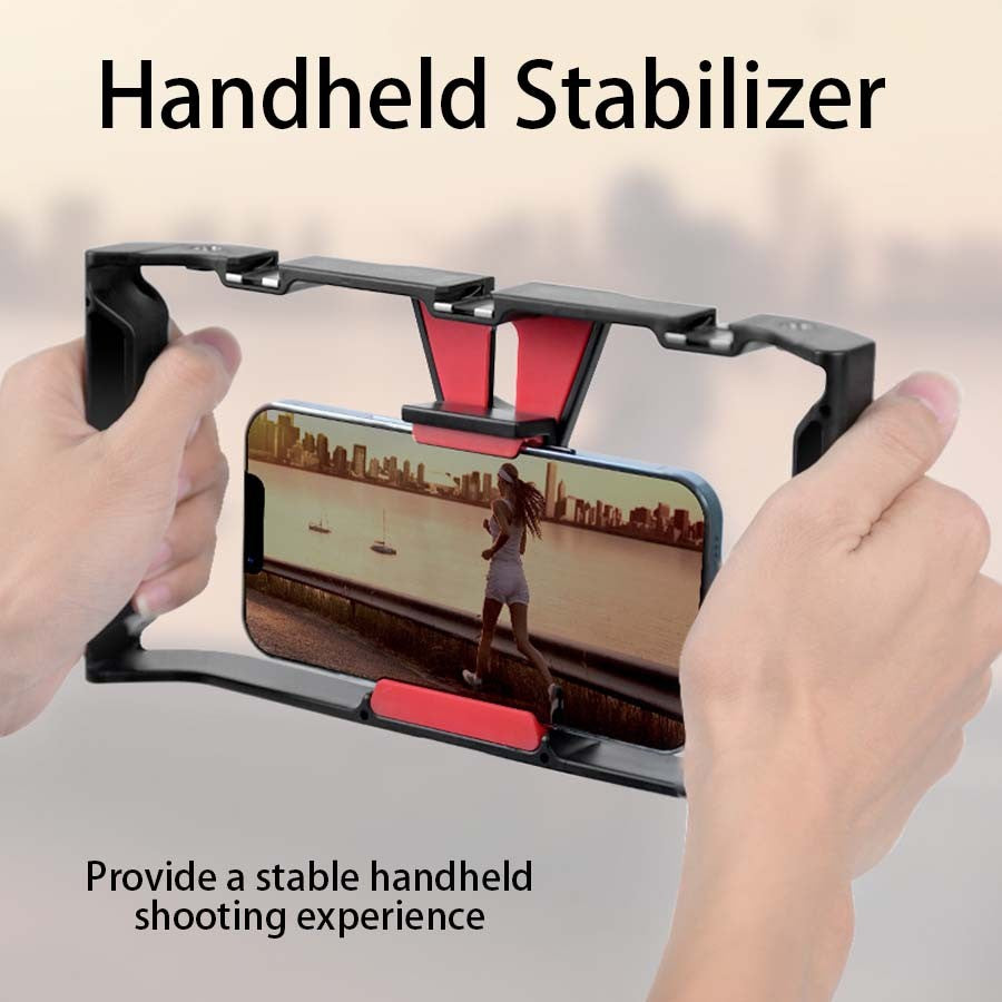 Estabilizador portátil com rotação de gimbal, suporte para microfone de celular, luz de preenchimento, suporte para celular para transmissão ao vivo