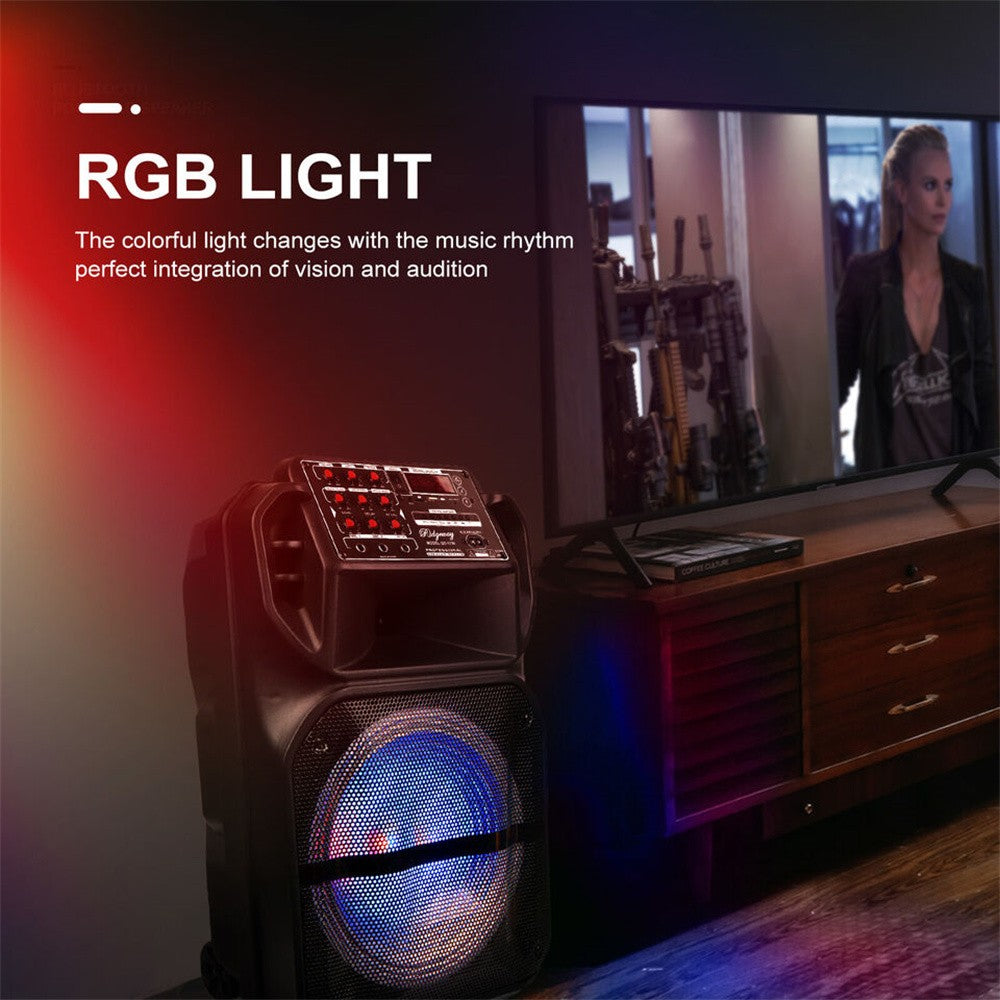 Caixa de Som Bluetooth Portátil 9000W Subwoofer 15” Graves Potentes Sistema de Festa AUX & Microfone Luz LED Karaokê de Alta Qualidade e Som Alto