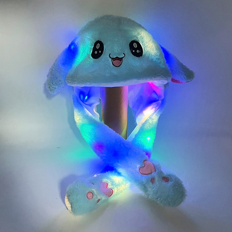 LED Plush Rabbit Hats Glowing Bunny Ears Hat With Moving Ears Cute Spring Cap Adult Children Funny Gift Cosplay Costume